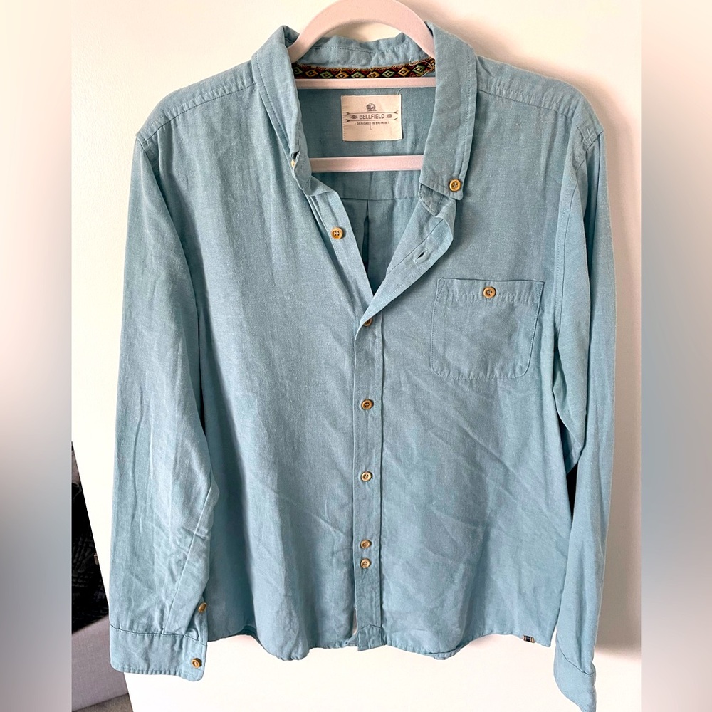 Bellfield Men’s Light Blue Button-Up Shirt